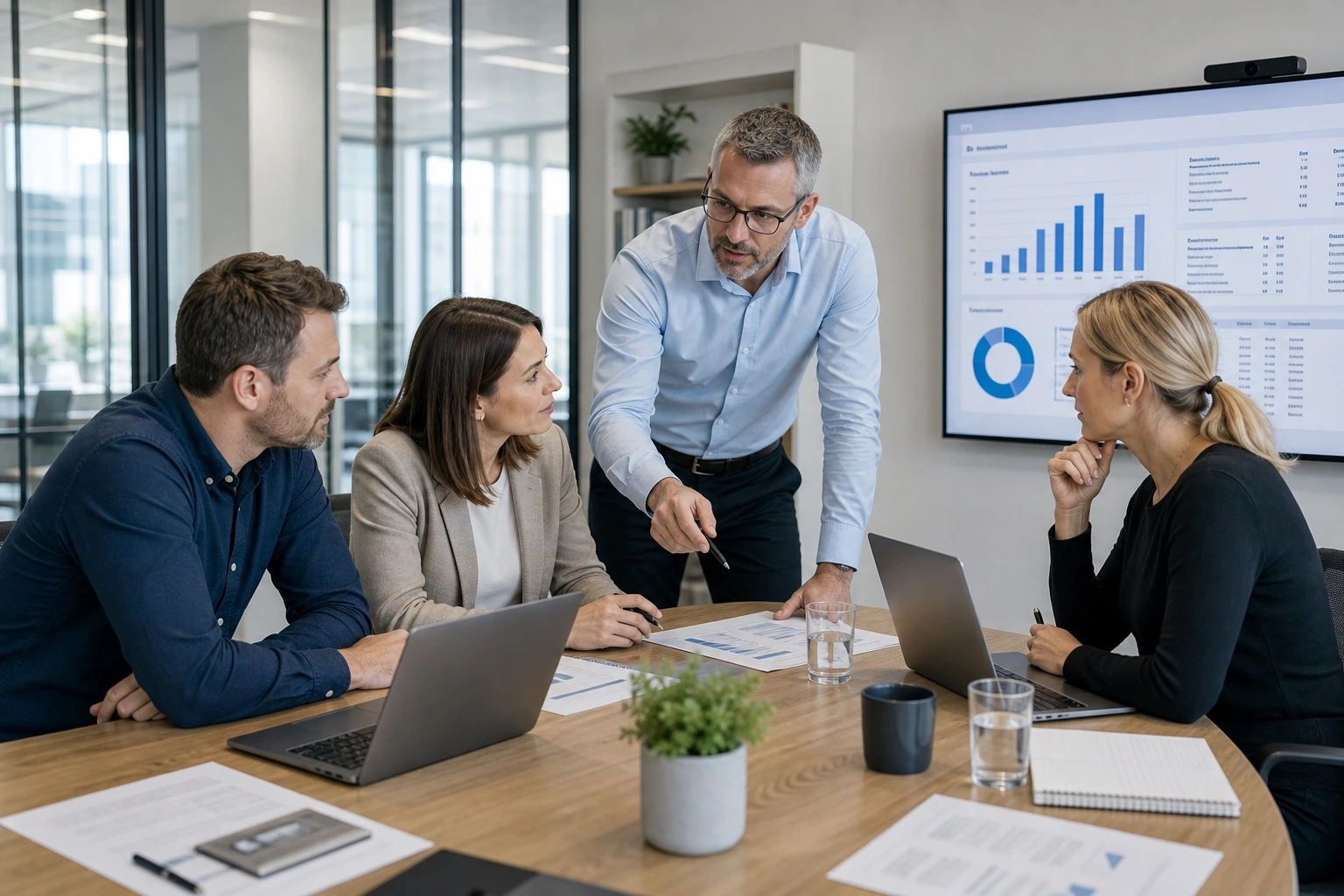 co-IT-Team plant eine kundenspezifische IT-Lösung an Laptops.